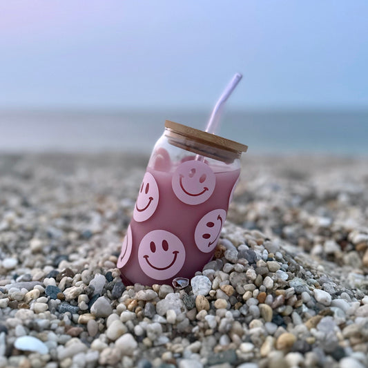 Smiley Face Glass Can